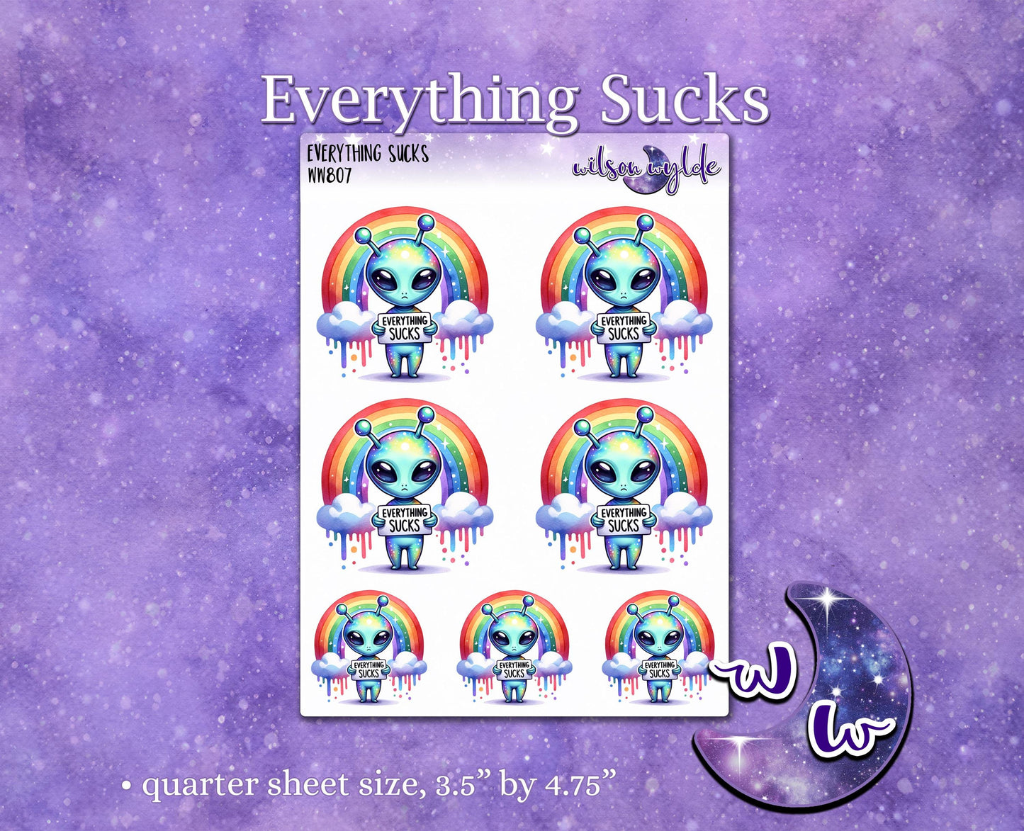 Everything Sucks deco planner stickers, star rating WW807