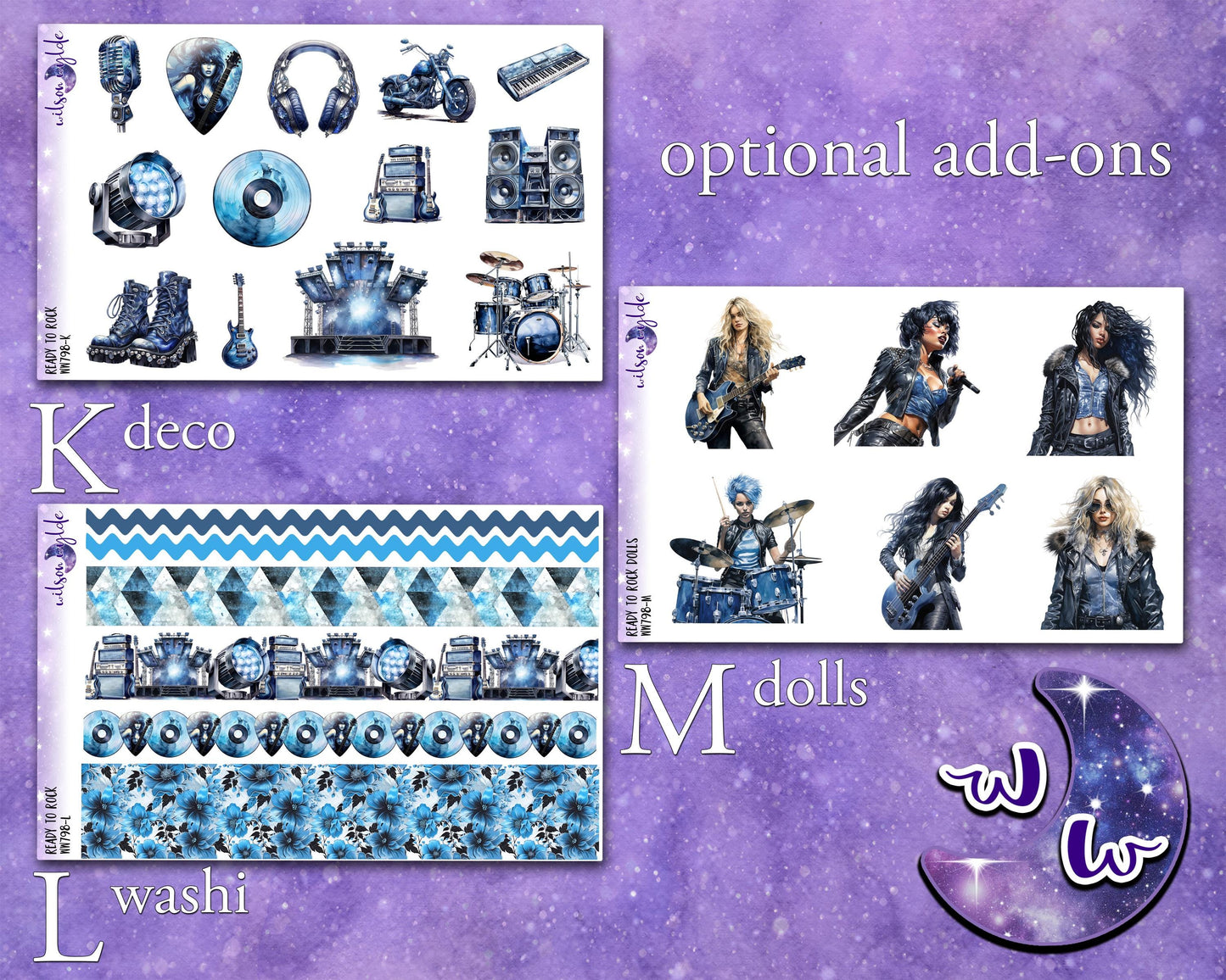 Ready to Rock weekly sticker kit, STANDARD VERTICAL format, music concert, a la carte and bundle options. WW798
