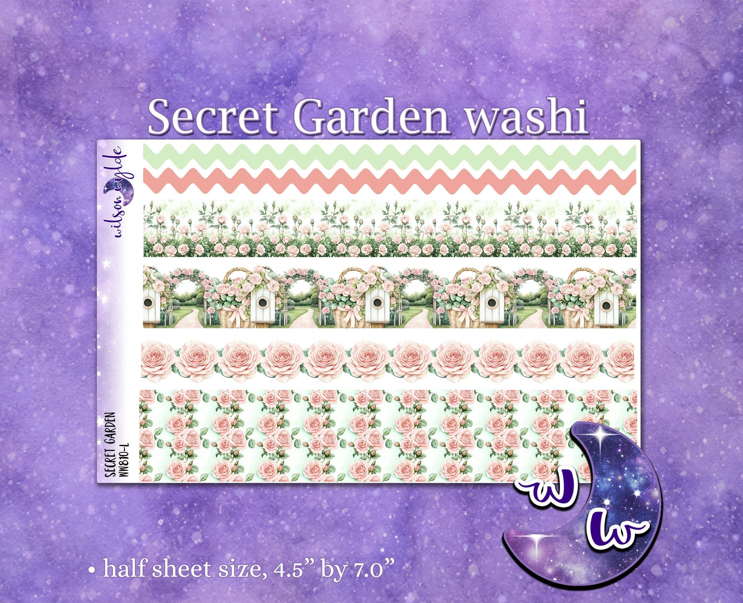 Secret Garden washi planner deco stickers, rose garden, spring floral WW810