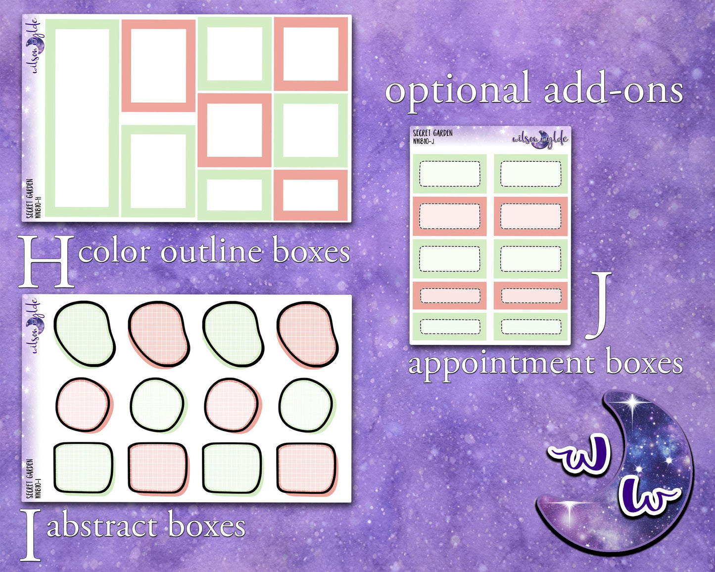 Secret Garden weekly sticker kit, HOBONICHI COUSIN format, rose garden, spring floral, a la carte and bundle options. WW798
