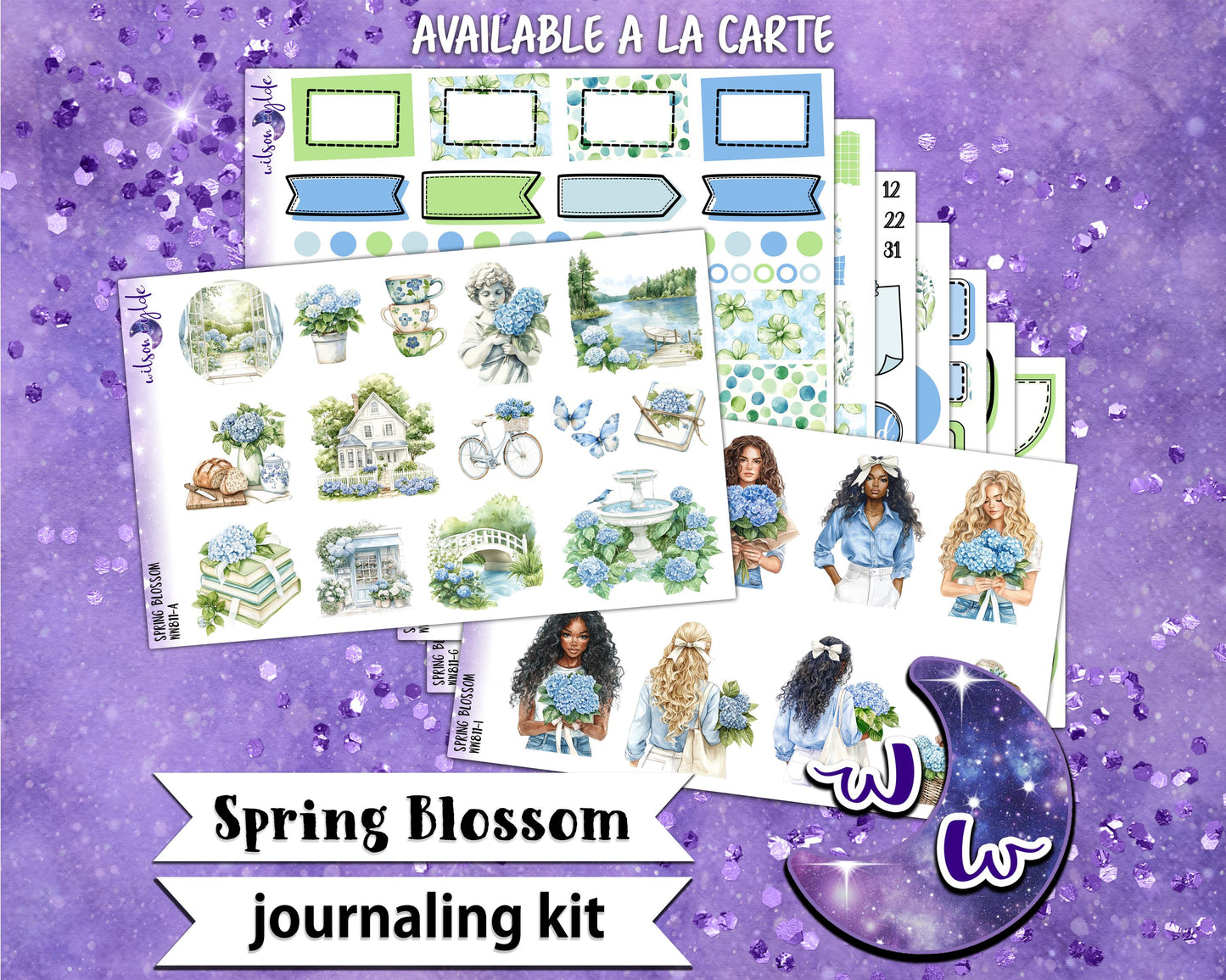 Spring Blossom journaling sticker kit, a la carte and bundle options. WW811
