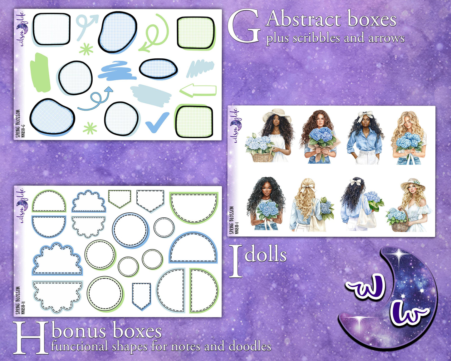 Spring Blossom journaling sticker kit, a la carte and bundle options. WW811