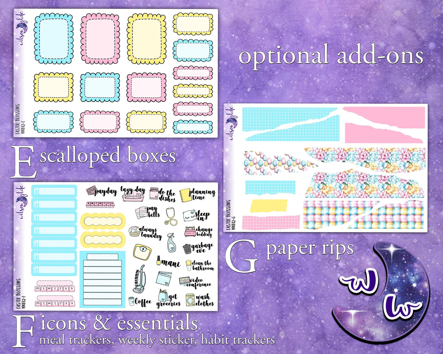 Easter Blossoms weekly sticker kit, STANDARD VERTICAL format, a la carte and bundle options. WW812