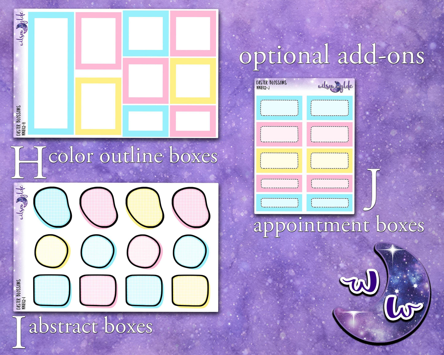 Easter Blossoms weekly sticker kit, HOBONICHI COUSIN format, music concert, a la carte and bundle options. WW812