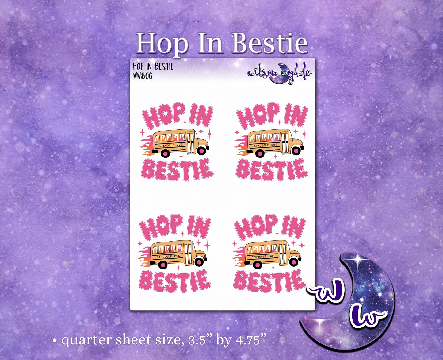 Hop In Bestie deco planner stickers, star rating WW806