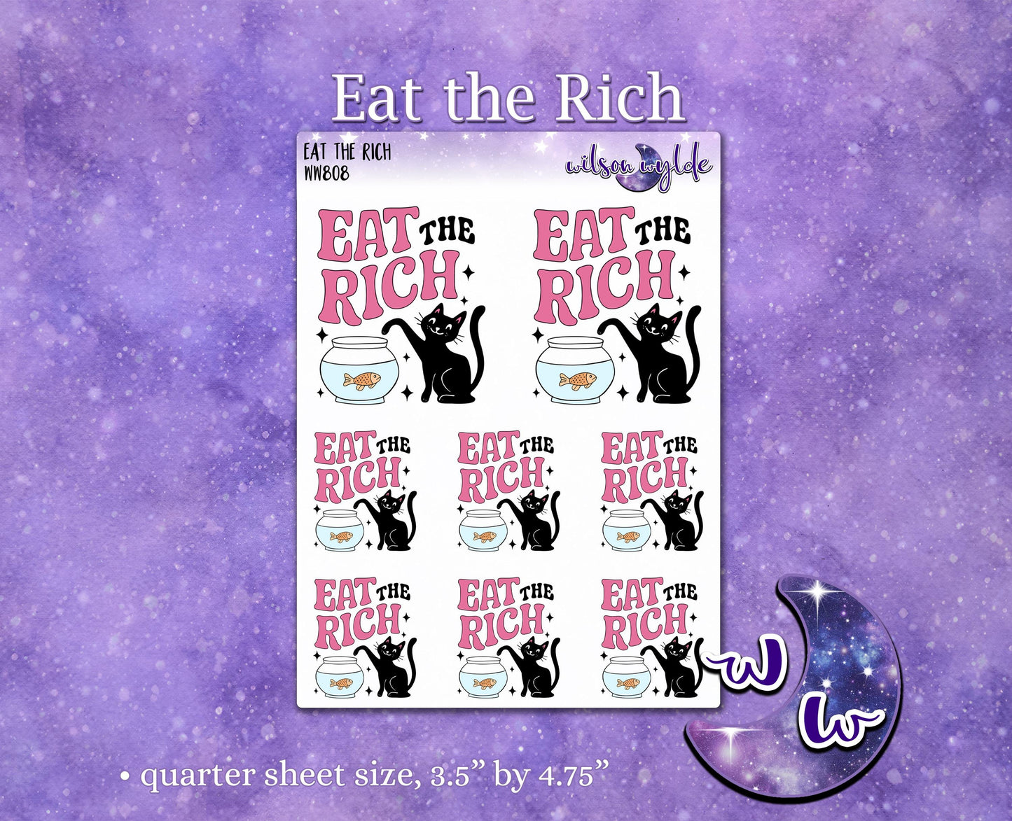 Eat the Rich deco planner stickers, star rating WW808