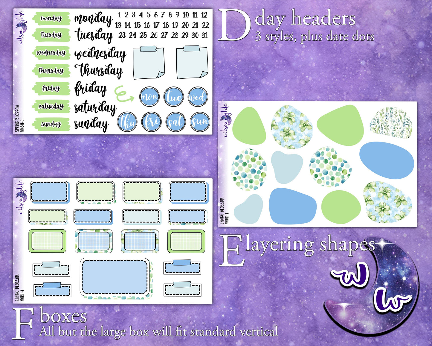 Spring Blossom journaling sticker kit, a la carte and bundle options. WW811