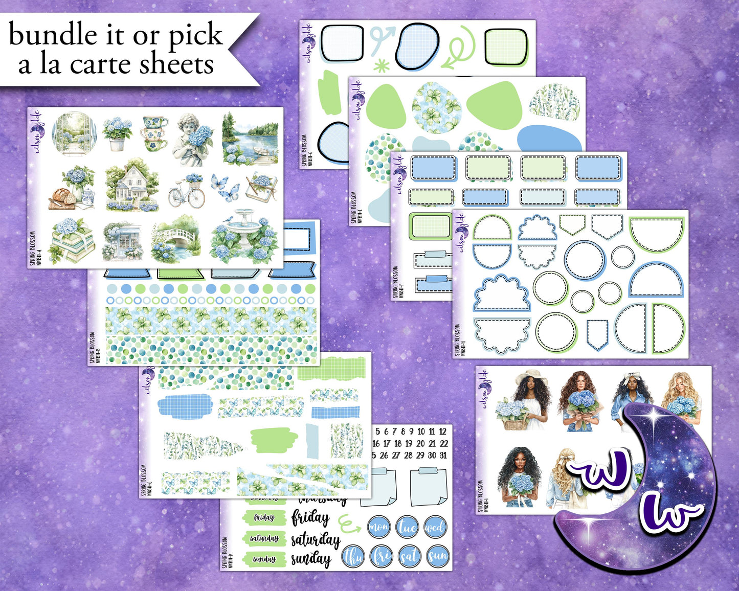 Spring Blossom journaling sticker kit, a la carte and bundle options. WW811