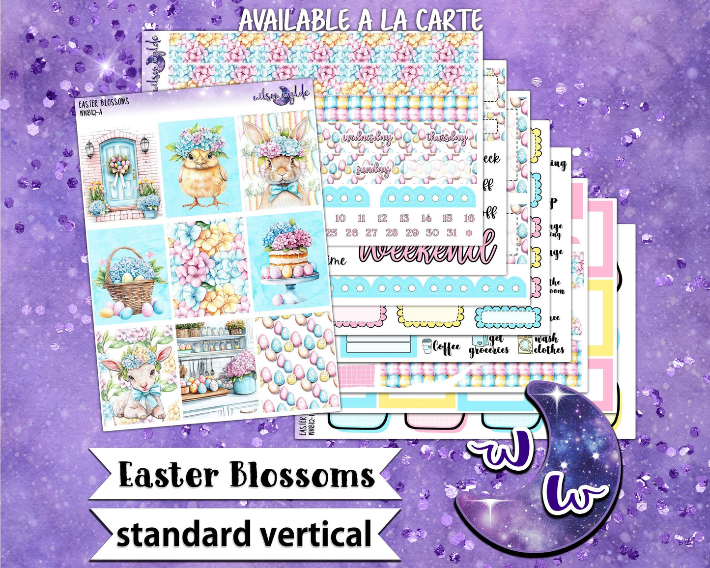 Easter Blossoms weekly sticker kit, STANDARD VERTICAL format, a la carte and bundle options. WW812
