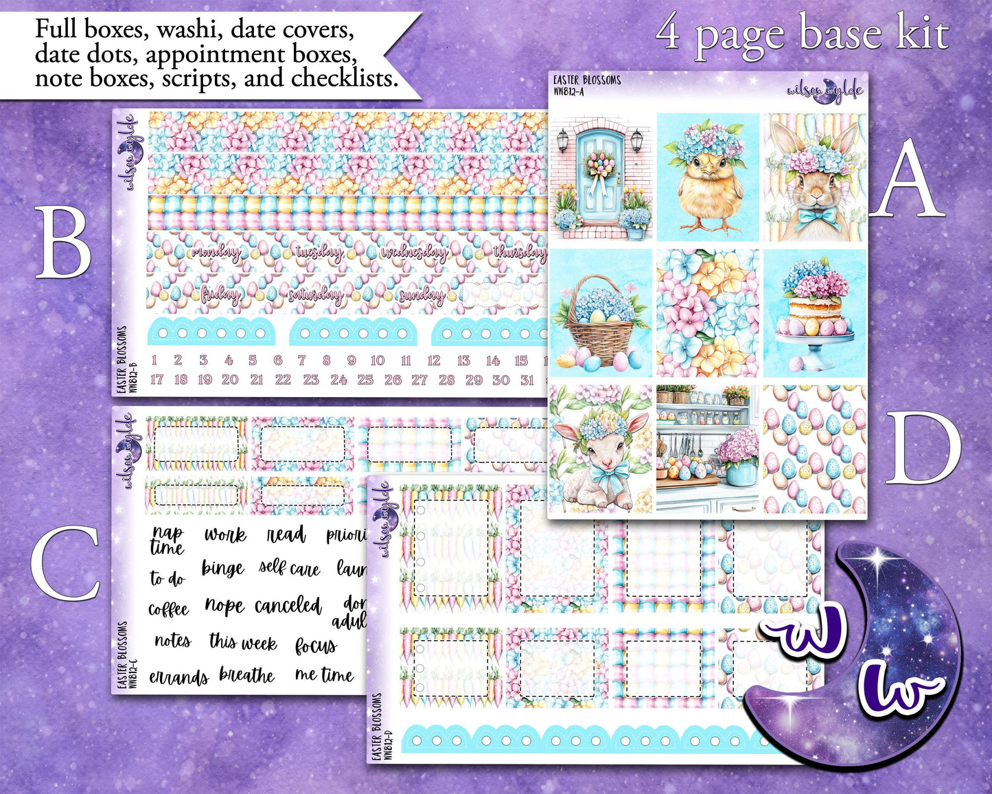 Easter Blossoms weekly sticker kit, STANDARD VERTICAL format, a la carte and bundle options. WW812