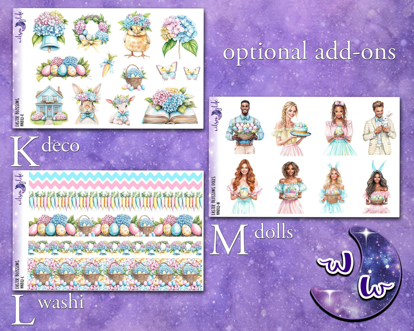 Easter Blossoms weekly sticker kit, STANDARD VERTICAL format, a la carte and bundle options. WW812