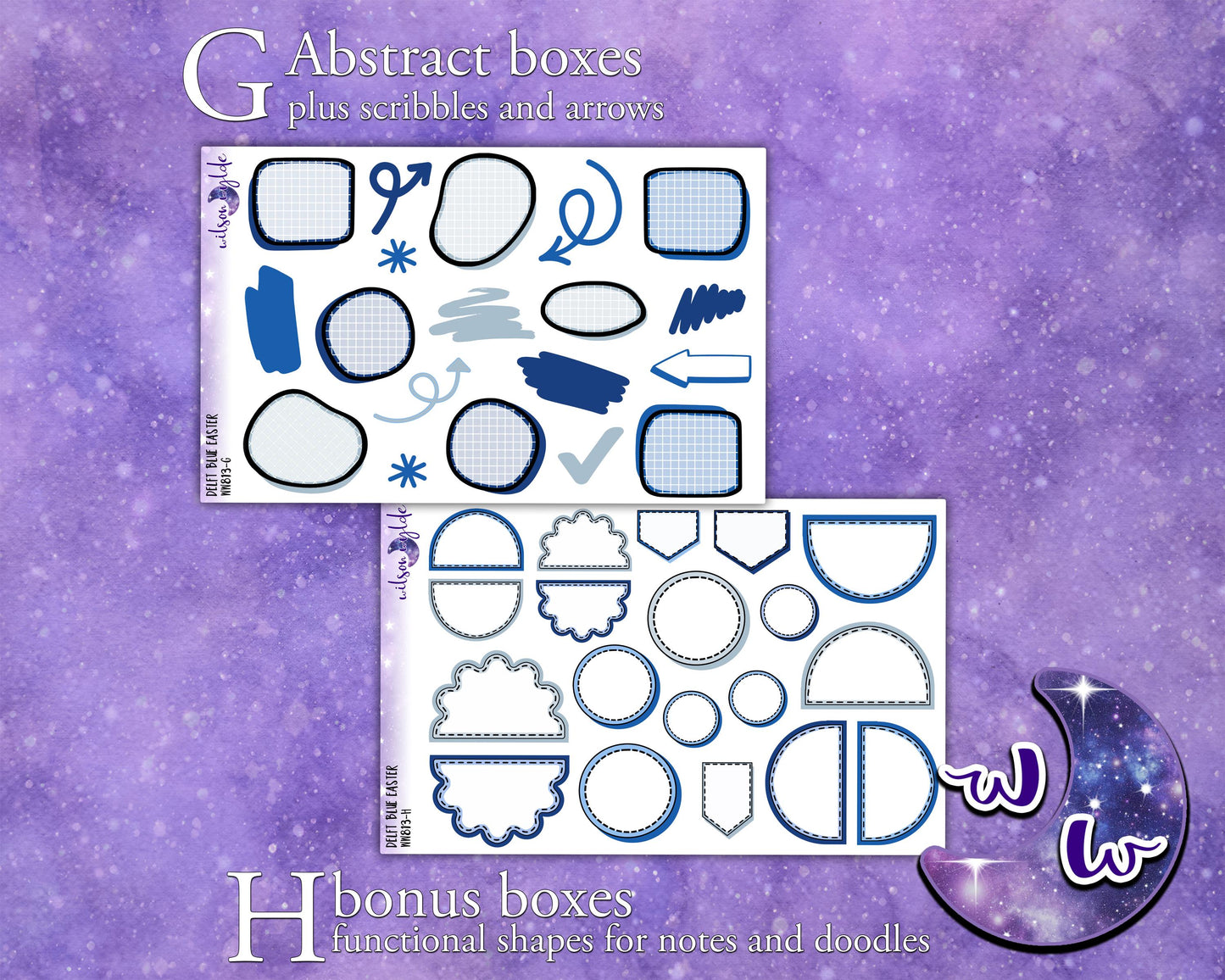 Delft Blue Easter journaling sticker kit, a la carte and bundle options. WW813
