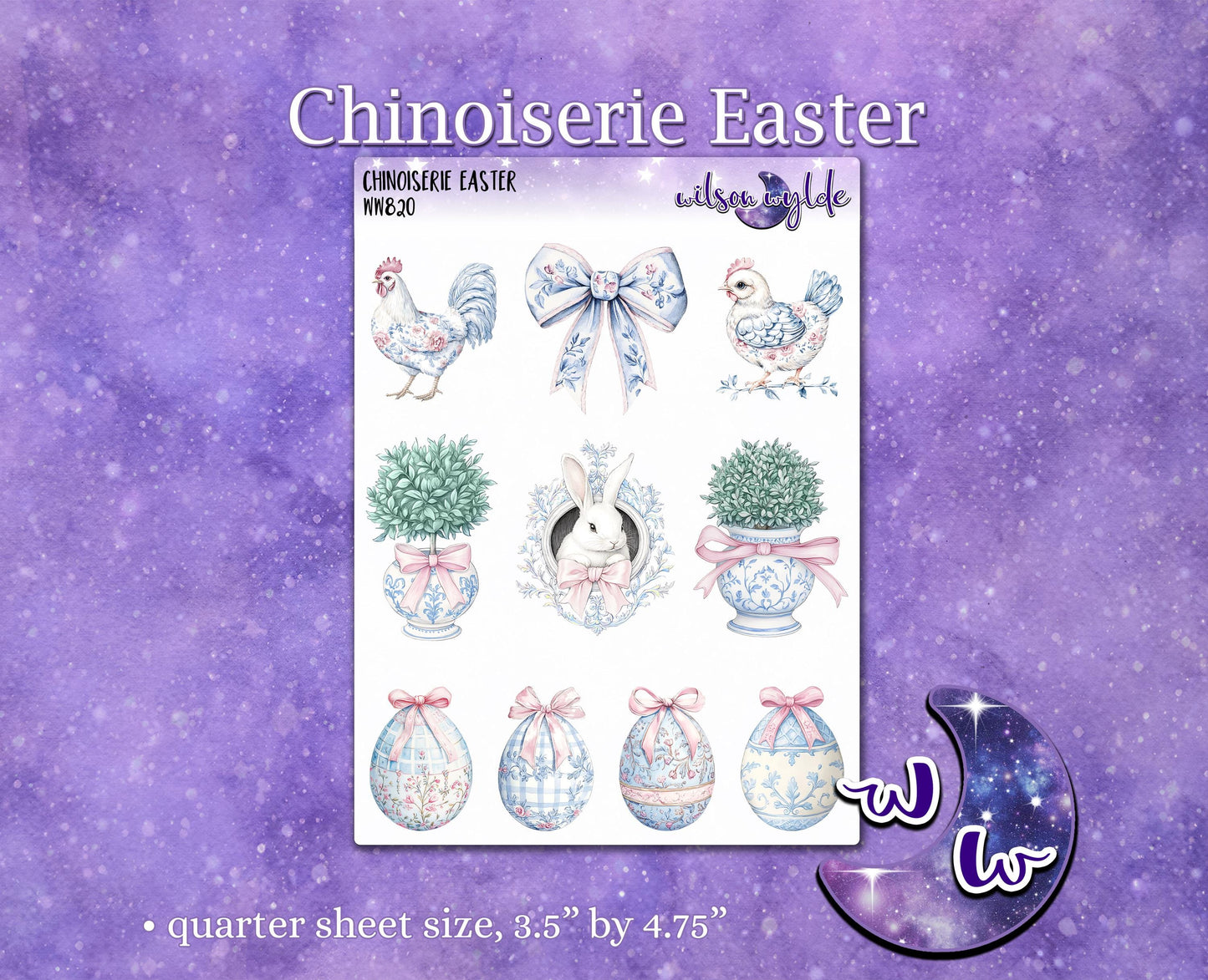Chinoiserie Easter deco planner stickers, WW820