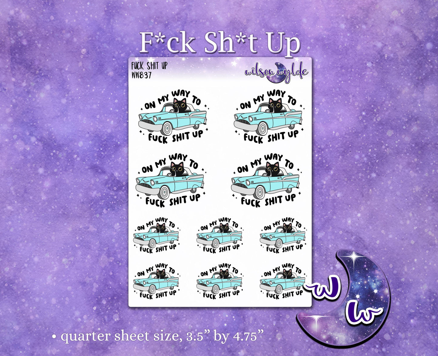 F*ck Sh*t Up, sassy cat deco planner stickers, WW837