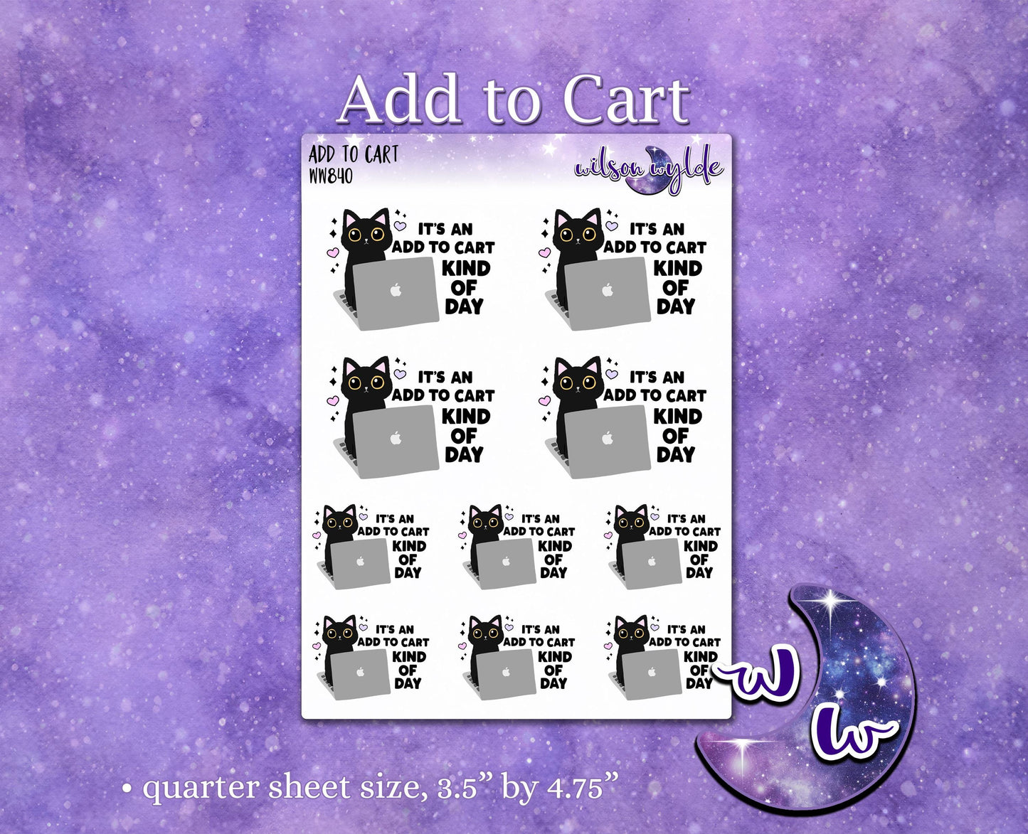 Add To Cart kind of day, sassy cat deco planner stickers, WW840