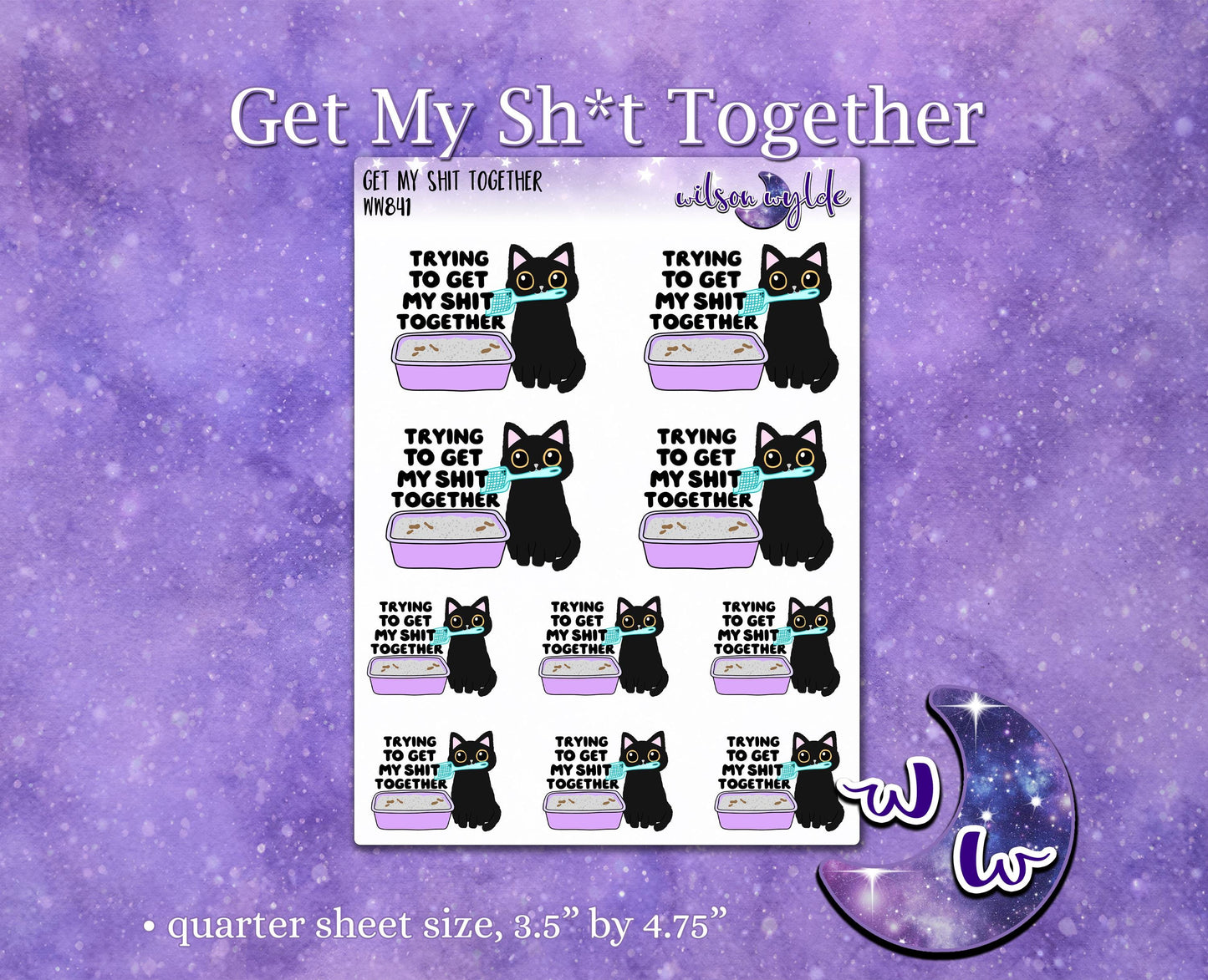 Trying to Get My Sh*t Together, sassy cat deco planner stickers, WW841
