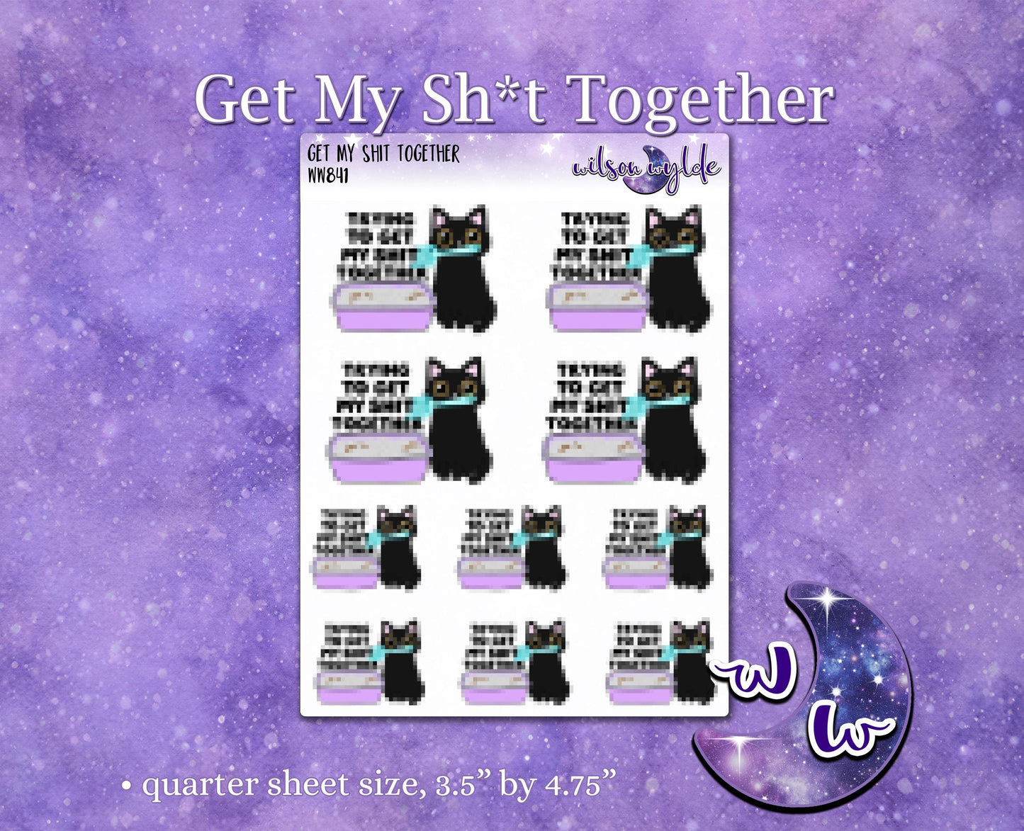Trying to Get My Sh*t Together, sassy cat deco planner stickers, WW841