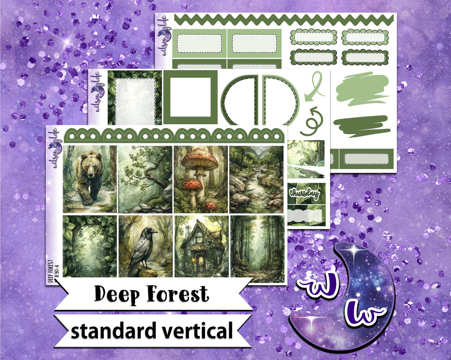 Deep Forest mini weekly sticker kit, STANDARD VERTICAL format, a la carte and bundle options. WW830