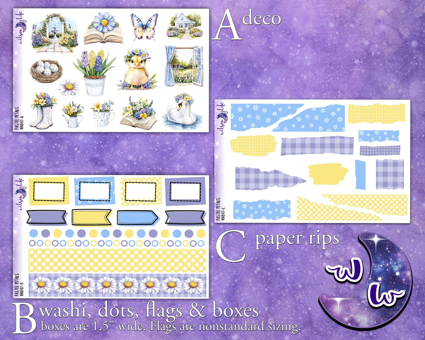 Pastel Petals journaling sticker kit, a la carte and bundle options. WW847