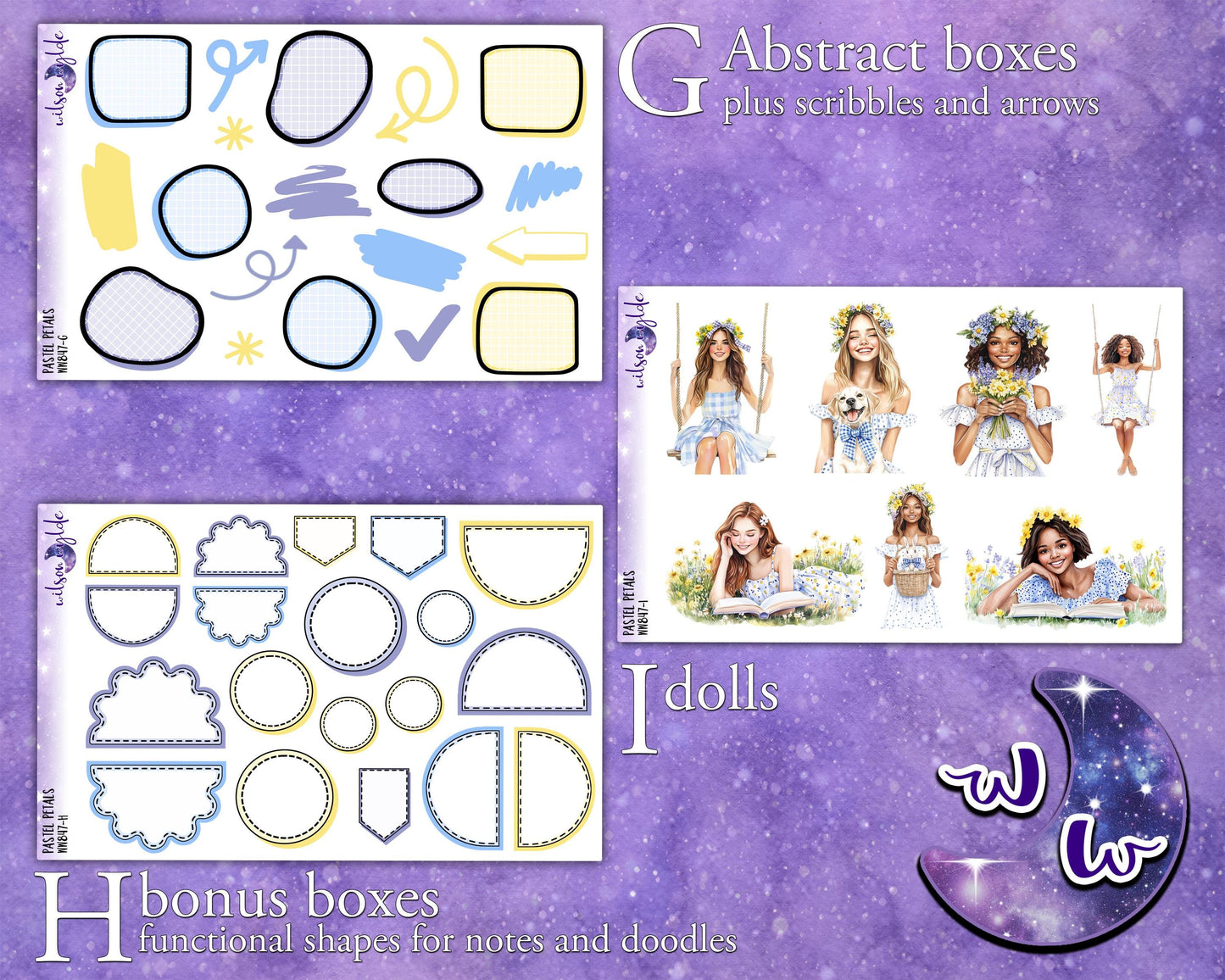 Pastel Petals journaling sticker kit, a la carte and bundle options. WW847