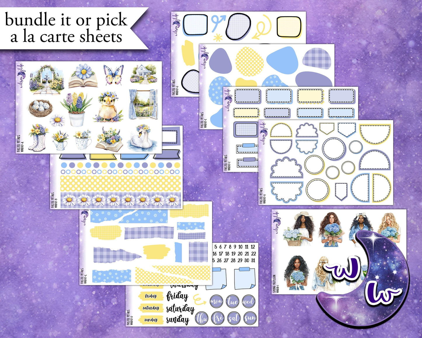 Pastel Petals journaling sticker kit, a la carte and bundle options. WW847