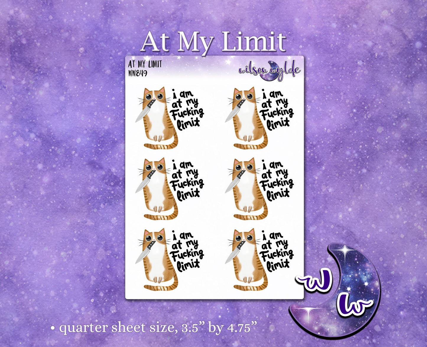 I Am At My F*cking Limit, sassy cat deco planner stickers, WW849