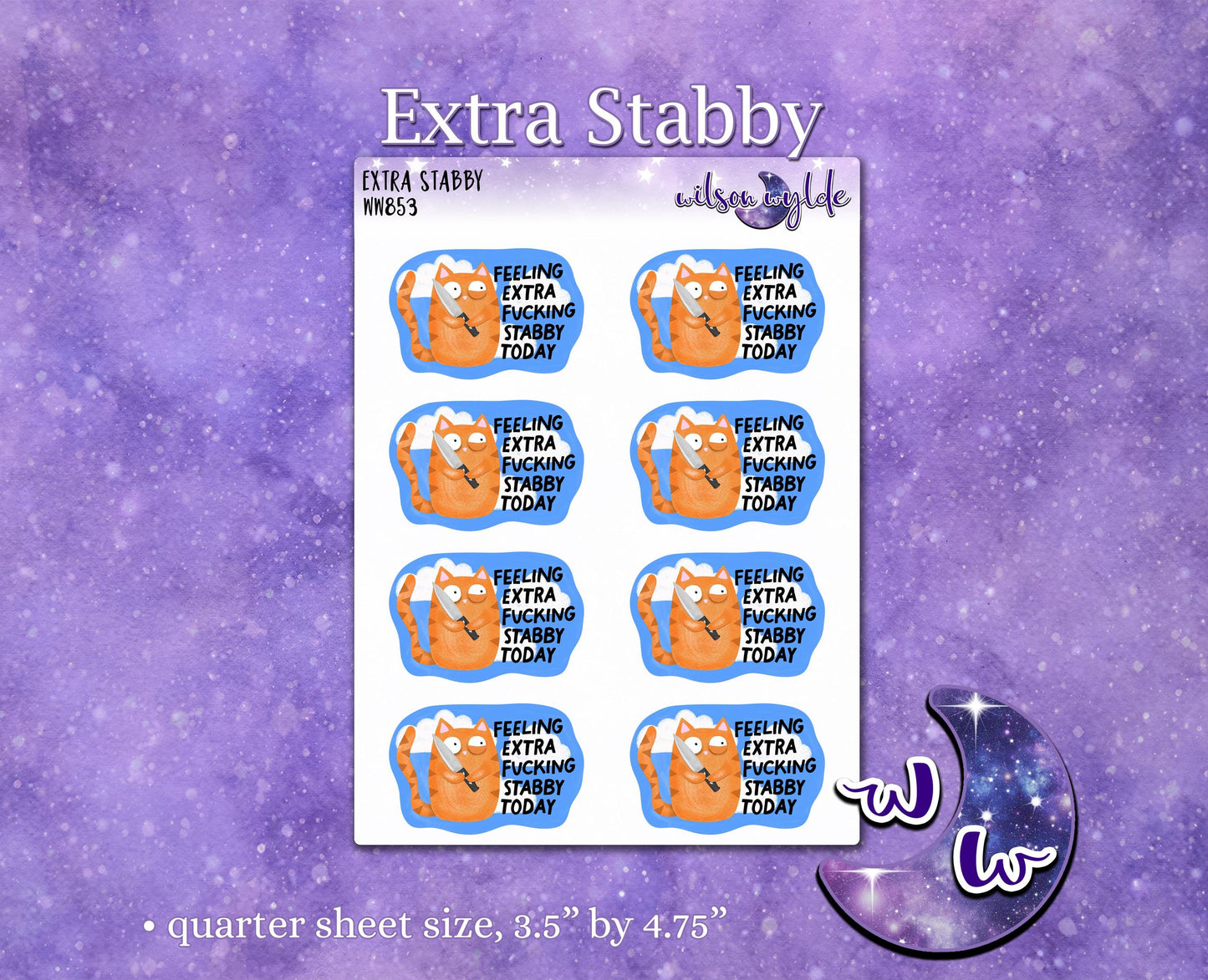 Feeling Extra Fucking Stabby Today, sassy cat, deco planner stickers, WW853