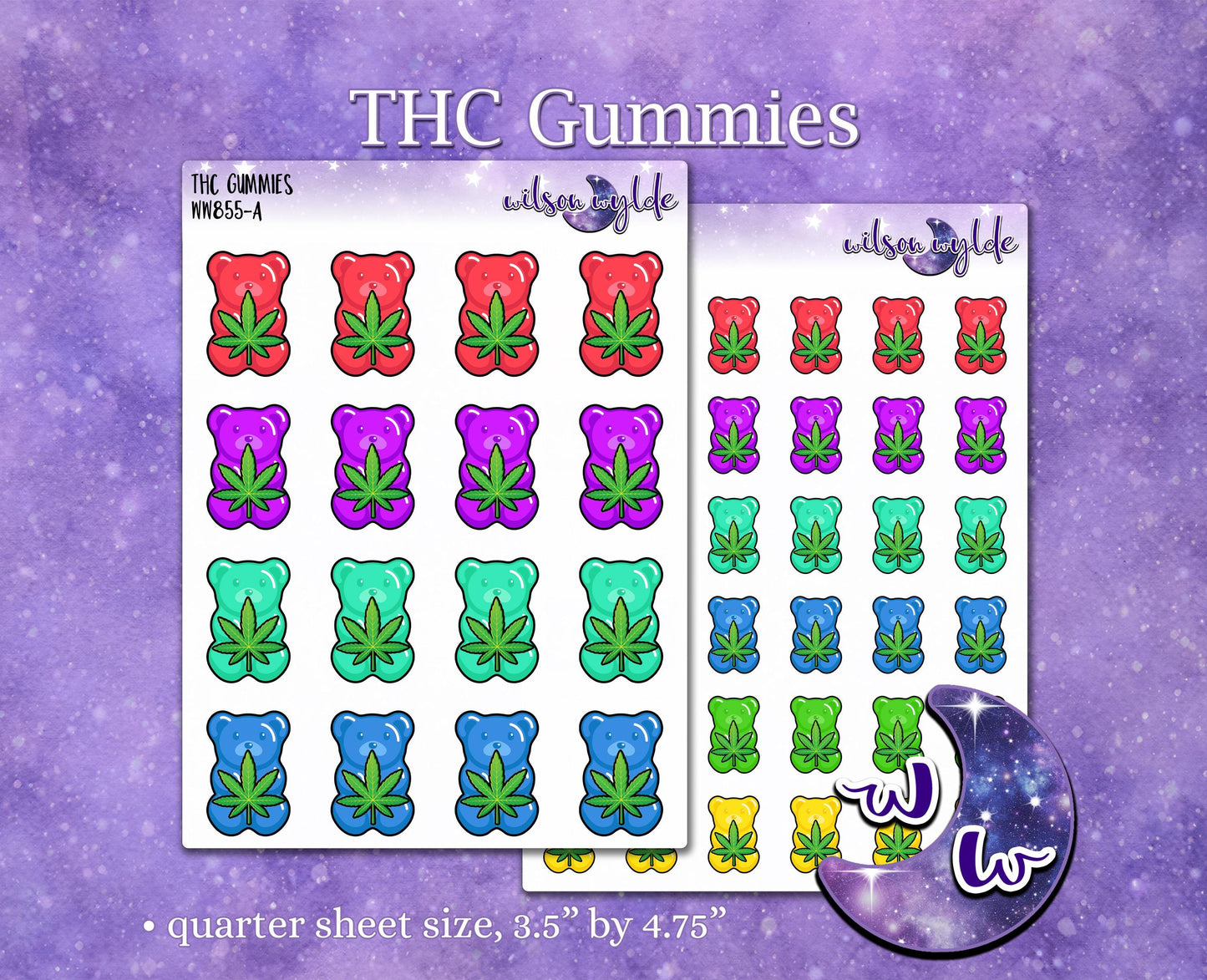 THC Gummies planner stickers, marijuana edible WW855