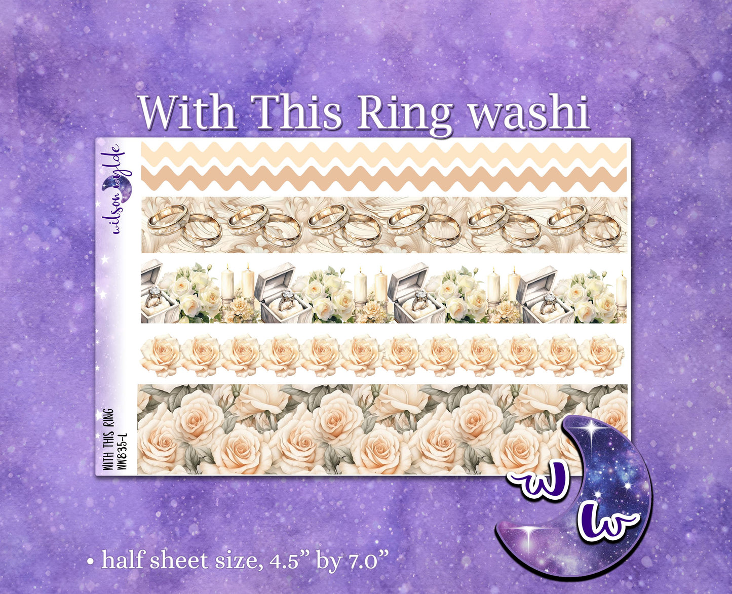 With This Ring washi planner deco stickers, I thee wed, wedding day, I do, anniversary WW835