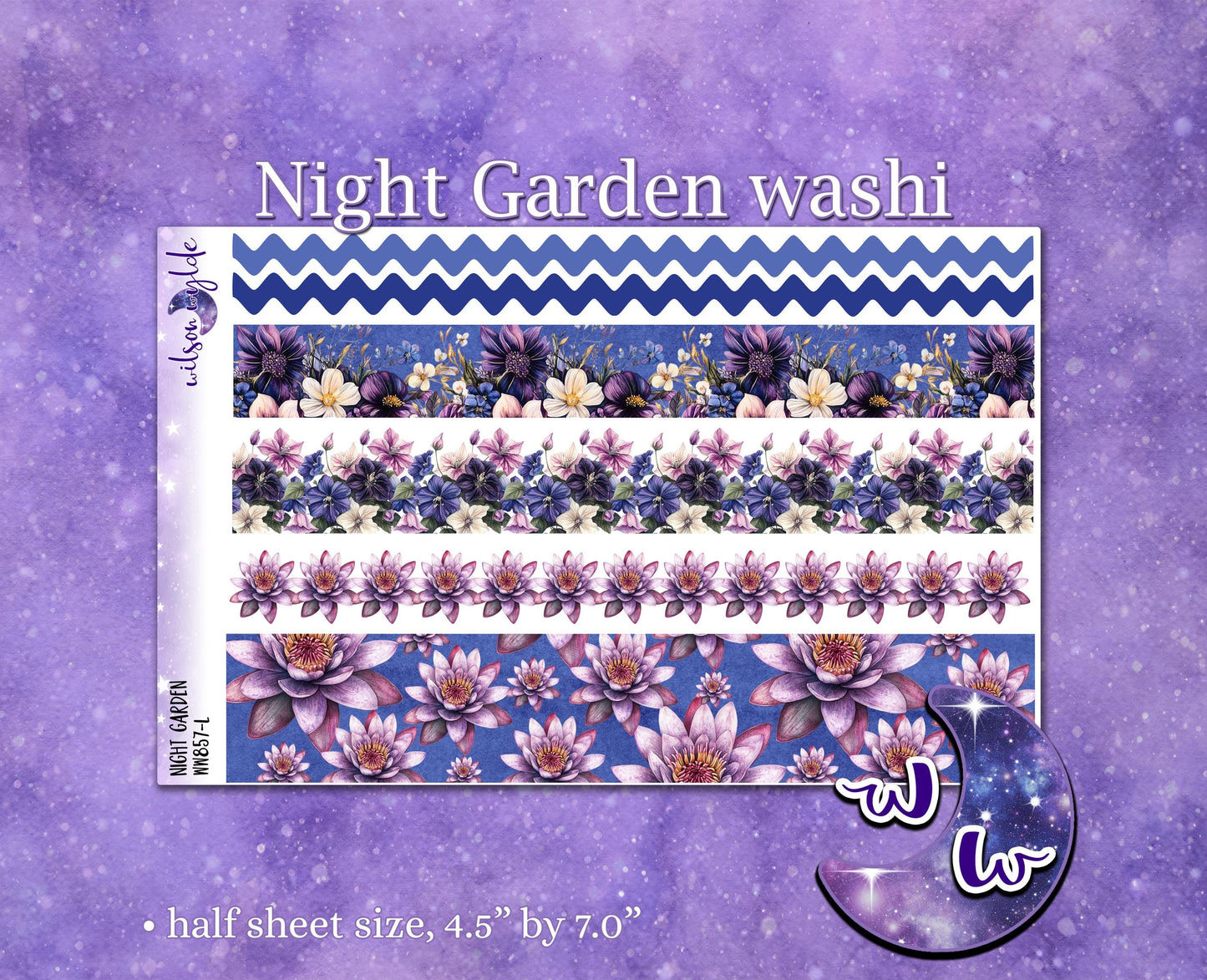 Night Garden washi planner deco stickers, WW857