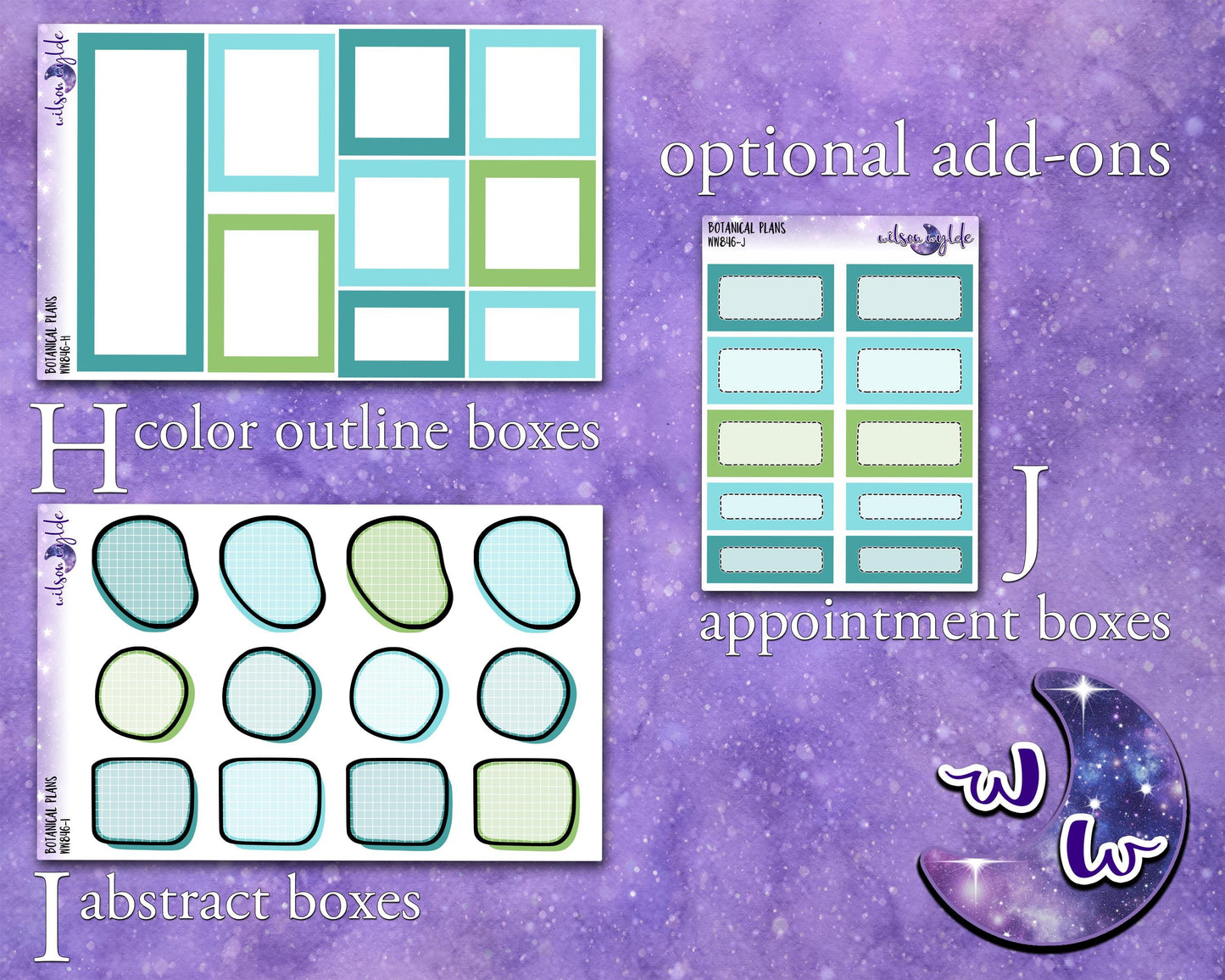Botanical Plans weekly sticker kit, STANDARD VERTICAL format, a la carte and bundle options. WW846