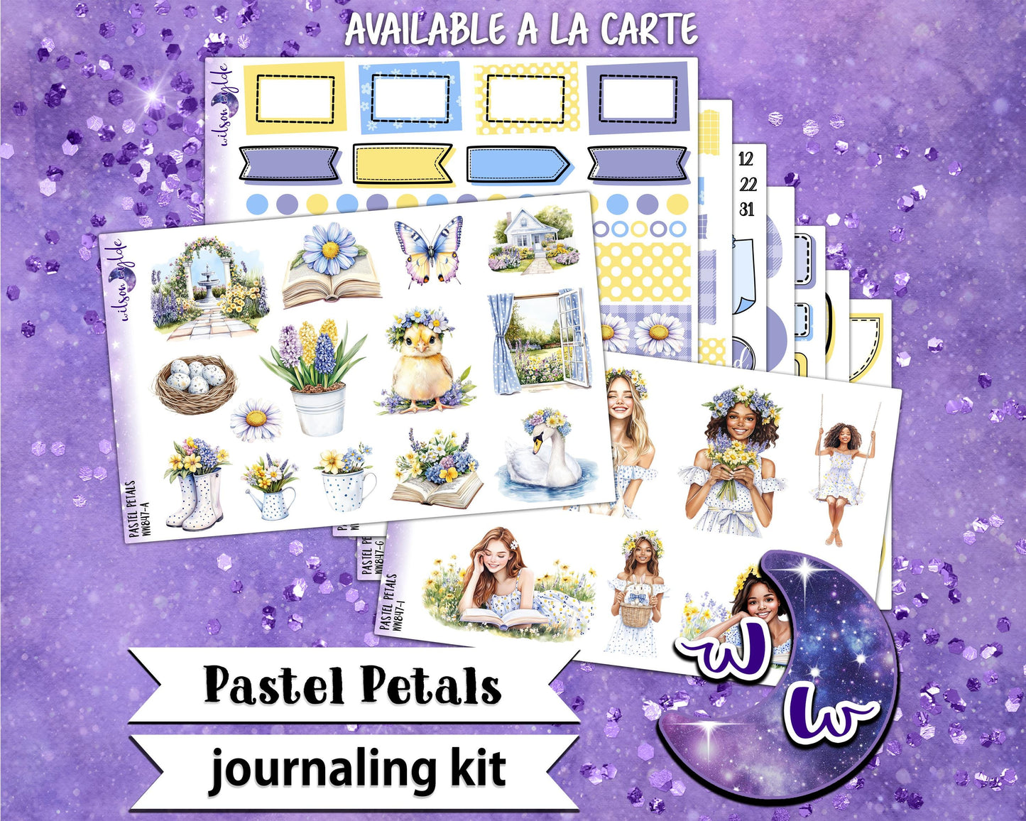 Pastel Petals journaling sticker kit, a la carte and bundle options. WW847