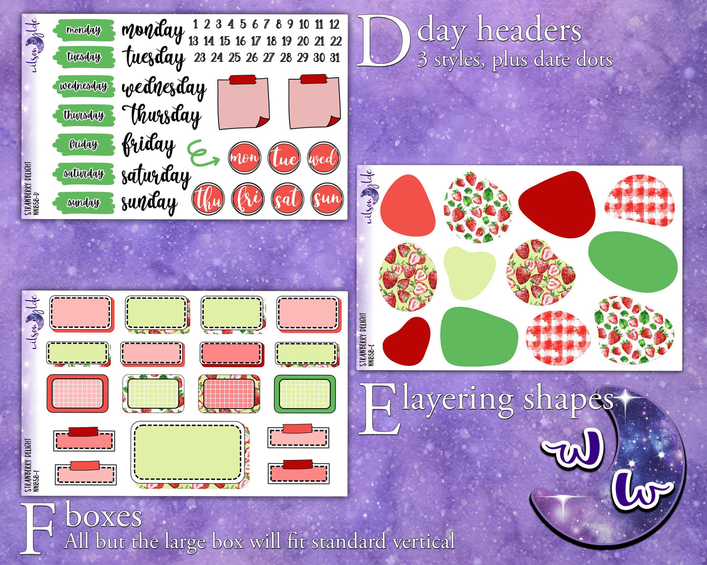 Strawberry Delight journaling sticker kit, a la carte and bundle options. WW858