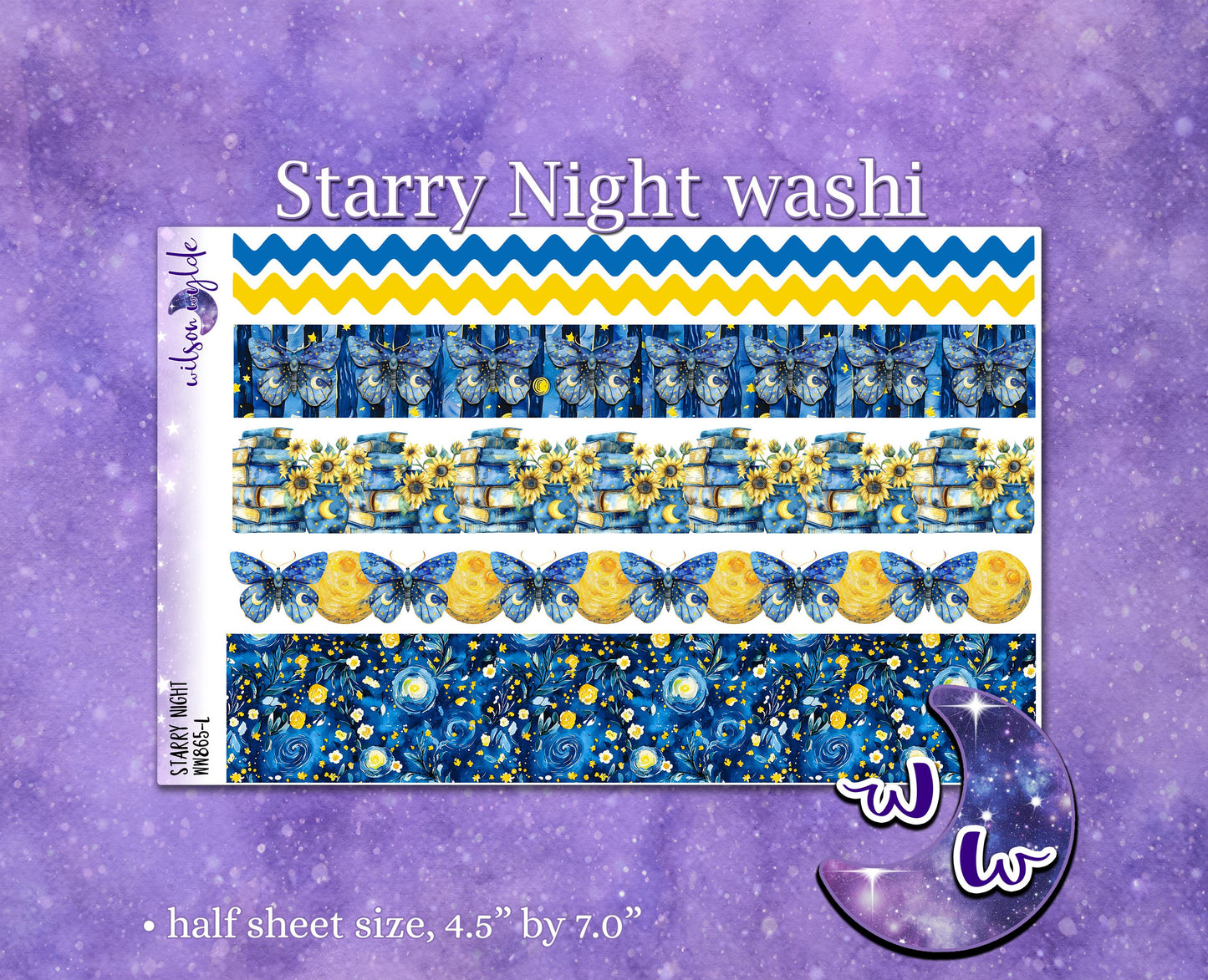 Starry Night washi planner deco stickers, WW868