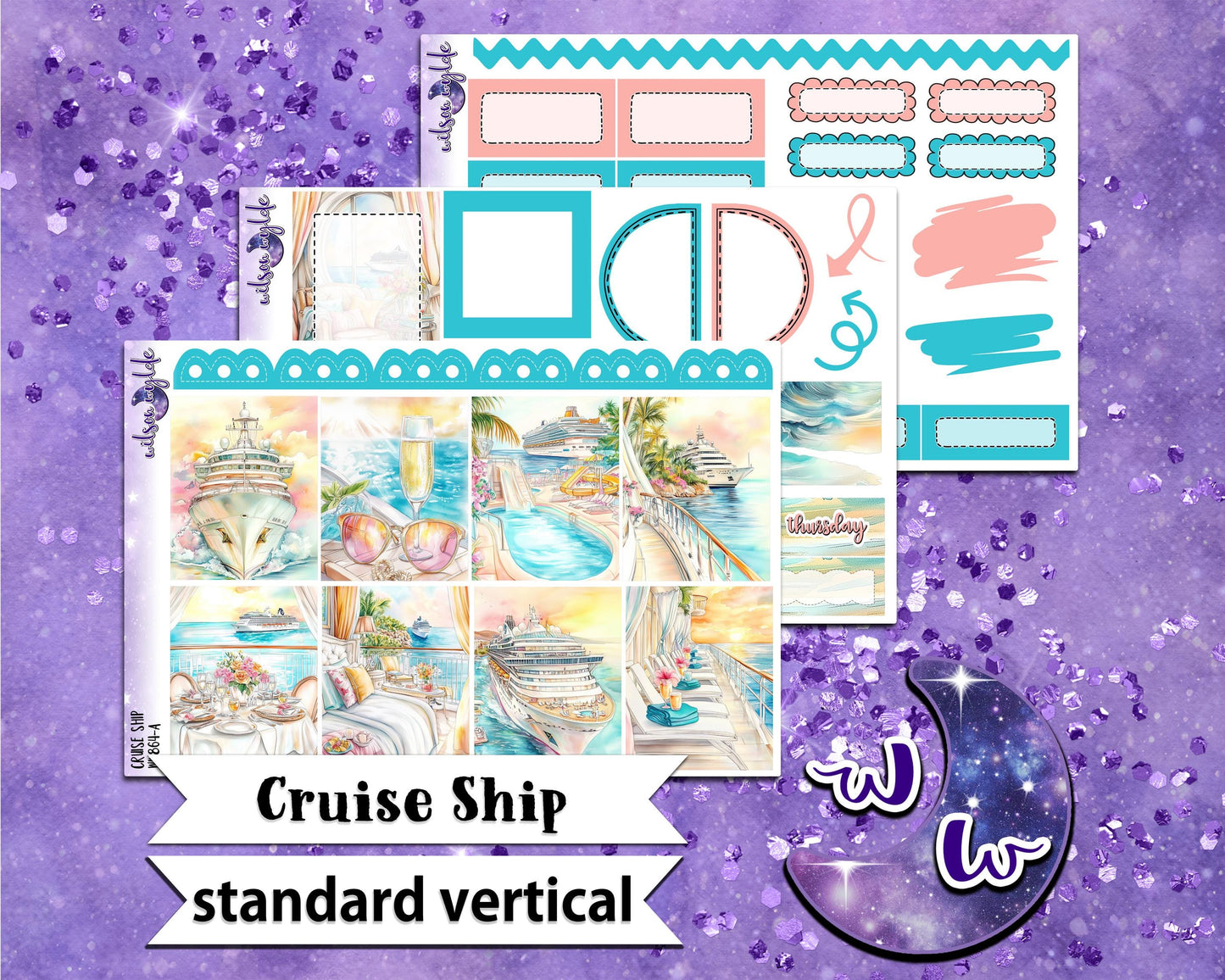 Cruise Ship mini weekly sticker kit, STANDARD VERTICAL format, a la carte and bundle options. WW864
