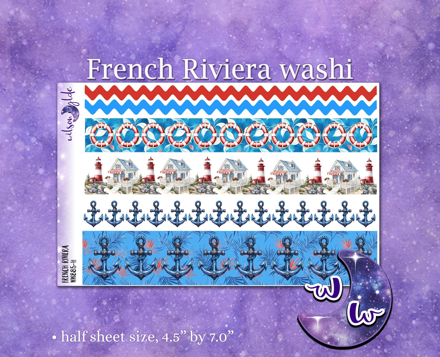 French Riviera washi planner deco stickers, WW885