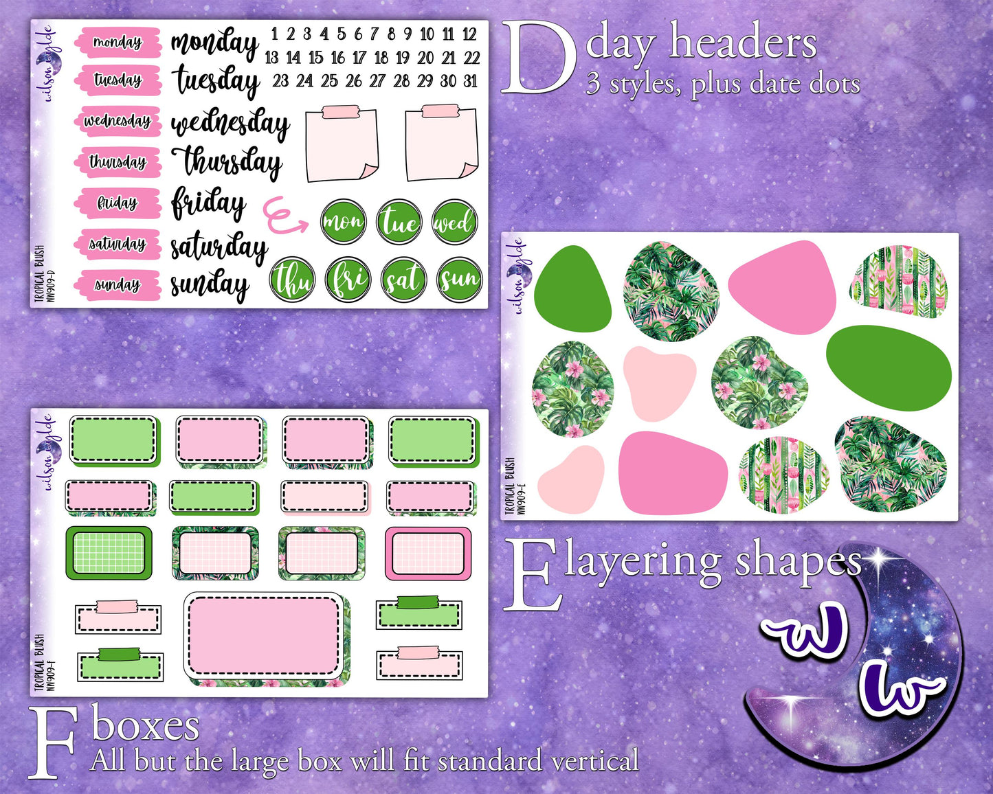 Tropical Blush journaling sticker kit, a la carte and bundle options. WW908