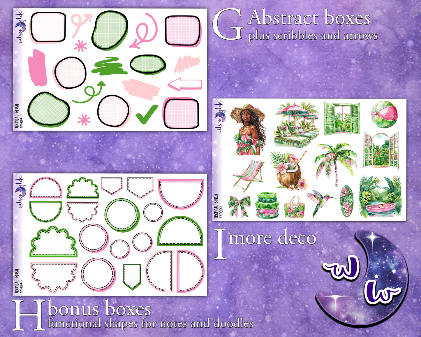 Tropical Blush journaling sticker kit, a la carte and bundle options. WW908