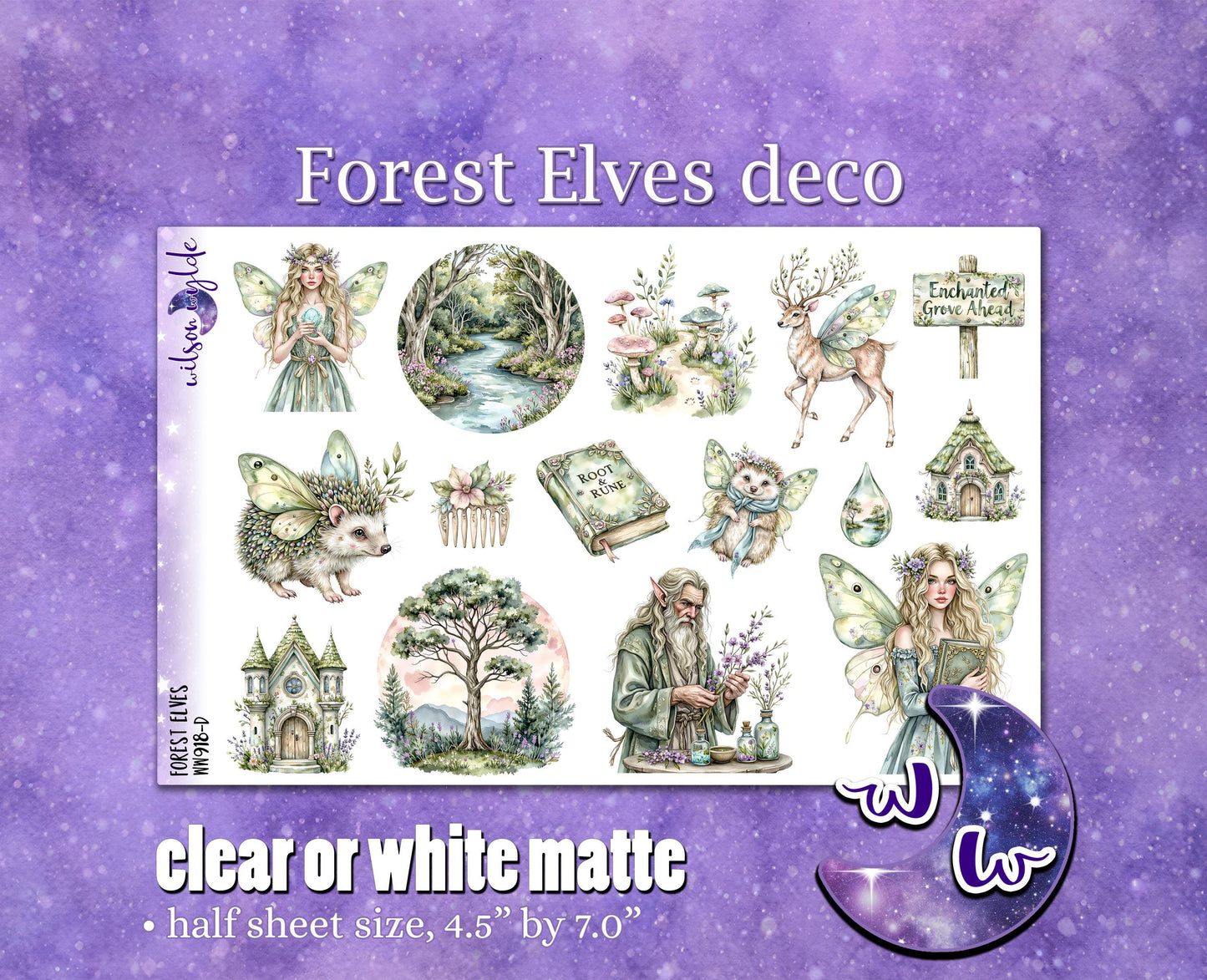 Forest Elves mini weekly sticker kit, Cousin or Standard Vertical format, a la carte and bundle options. WW918