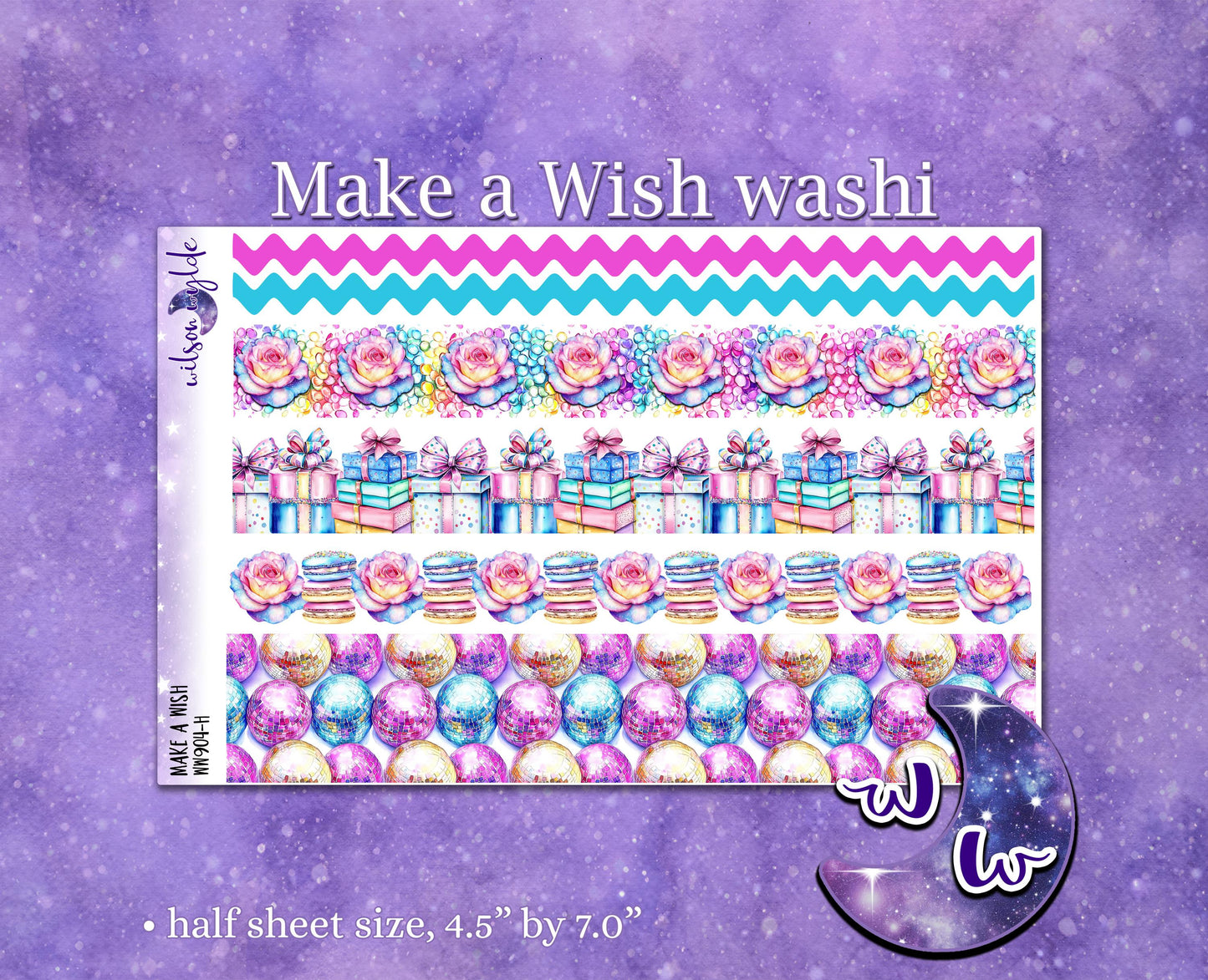 Make a Wish washi planner deco stickers, happy birthday party WW904