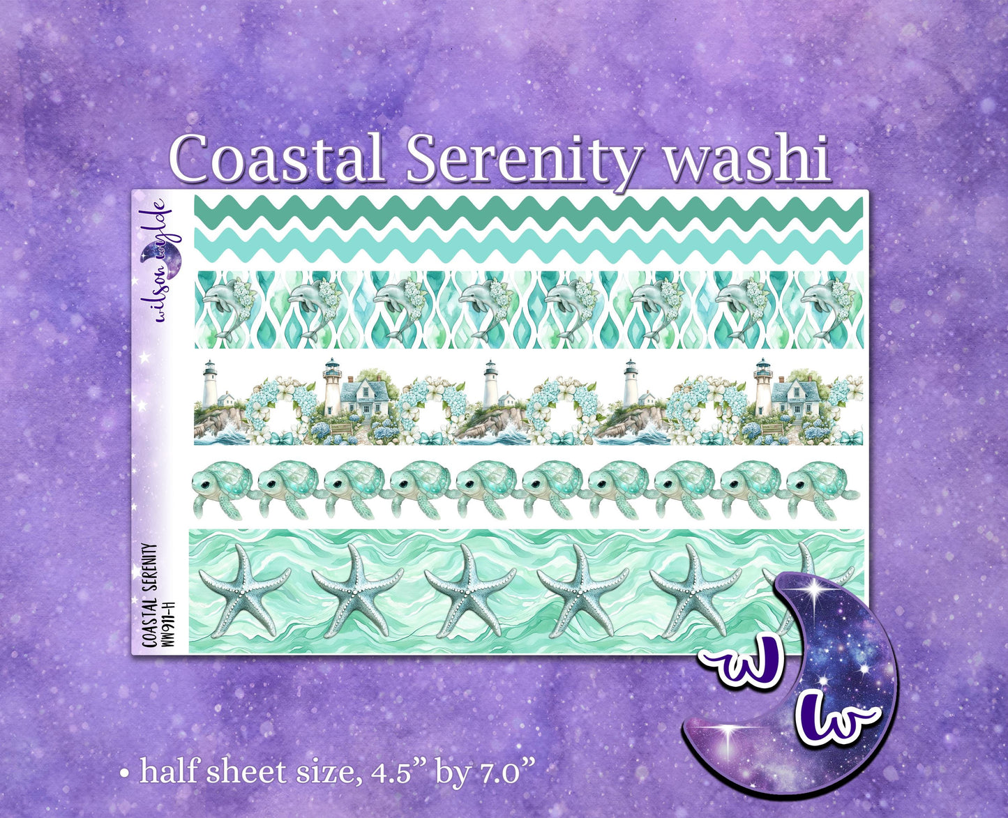 Coastal Serenity washi planner deco stickers, WW911