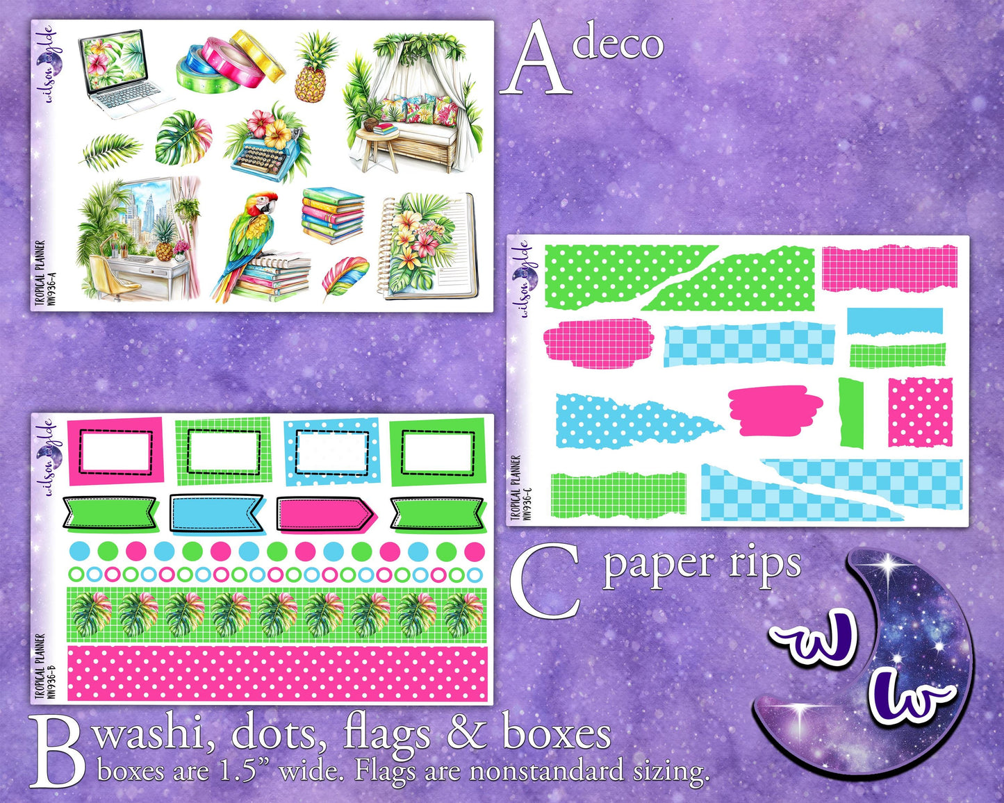 Tropical Planner journaling sticker kit, a la carte and bundle options. WW936