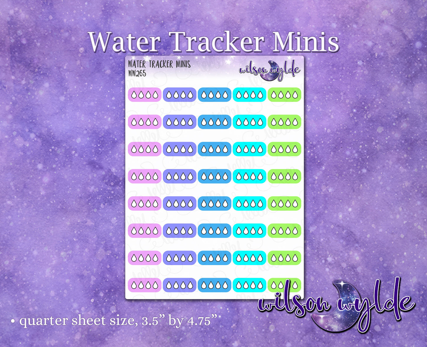 Water Tracker Minis hydration tracker planner stickers, WW246