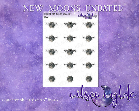 New Moons Undated planner stickers, WW224