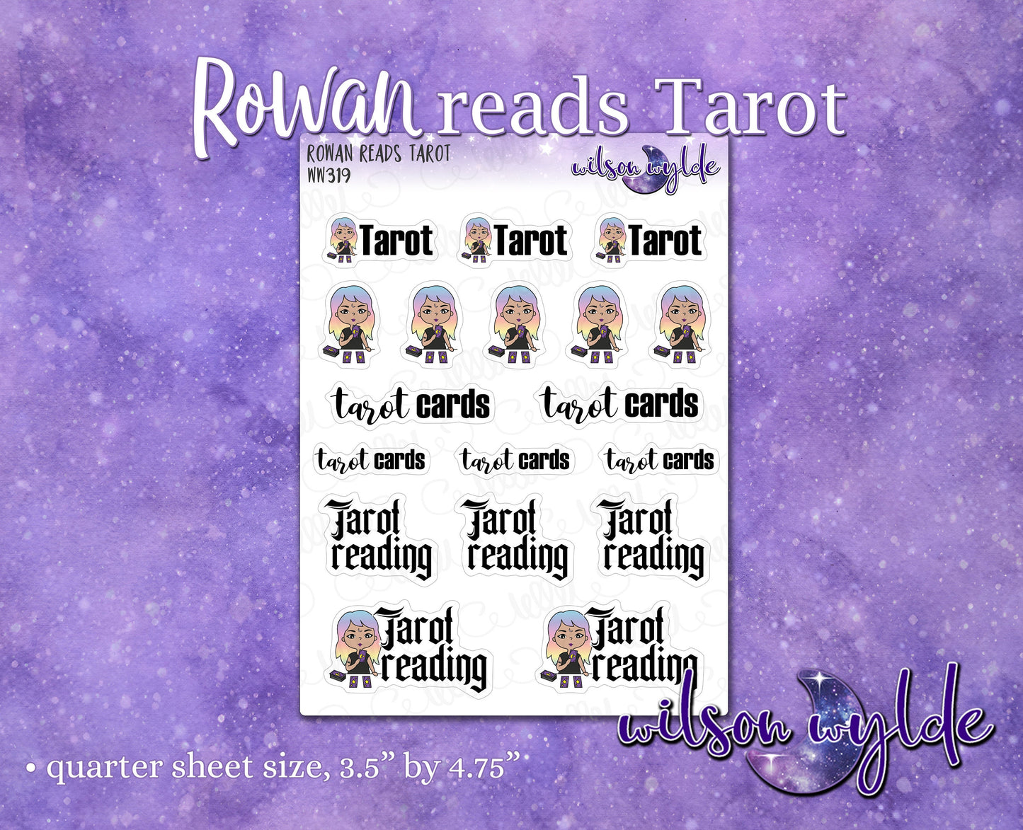 Rowan Reads Tarot planner stickers, WW319