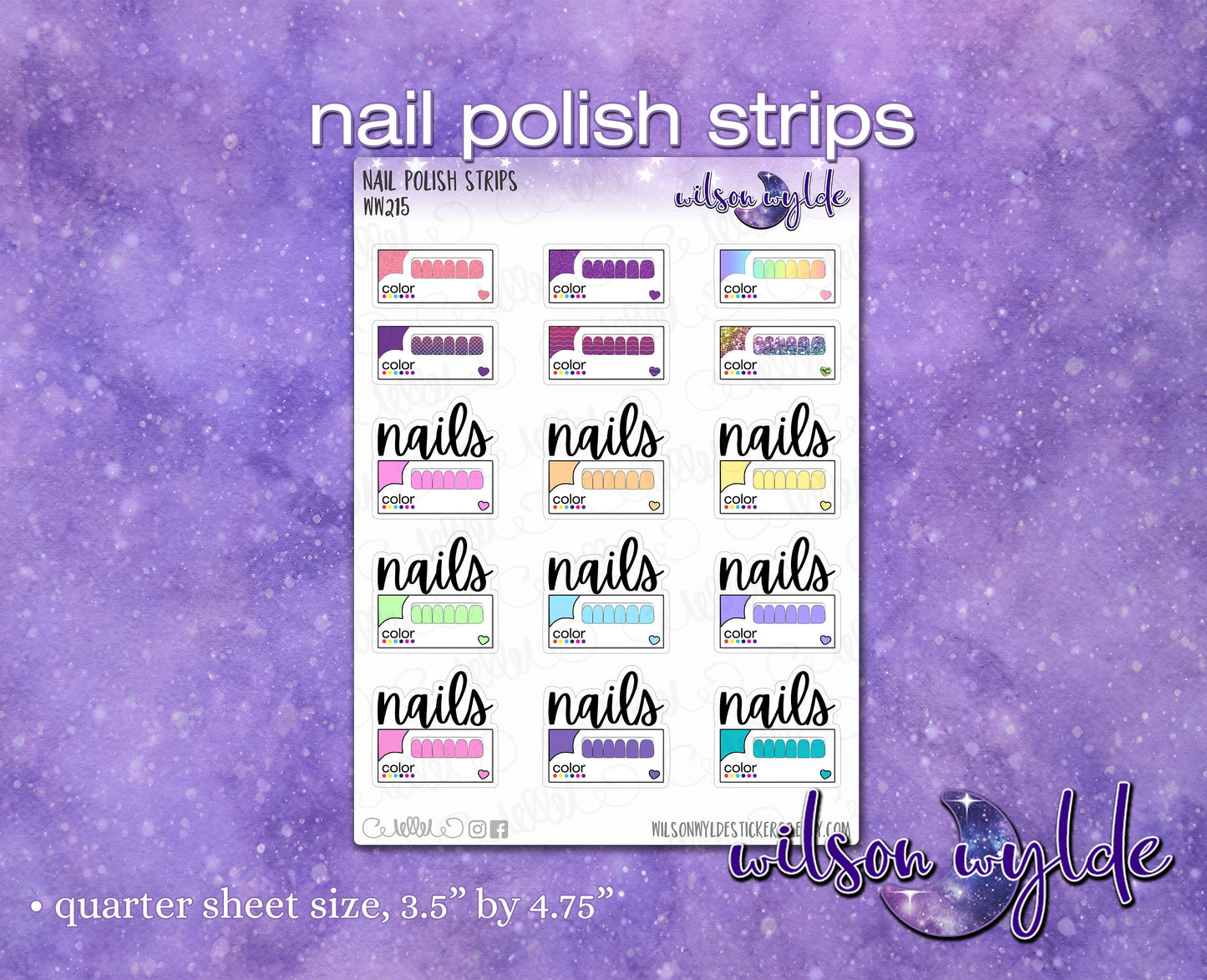 Nail Polish Strips manicure planner stickers WW215