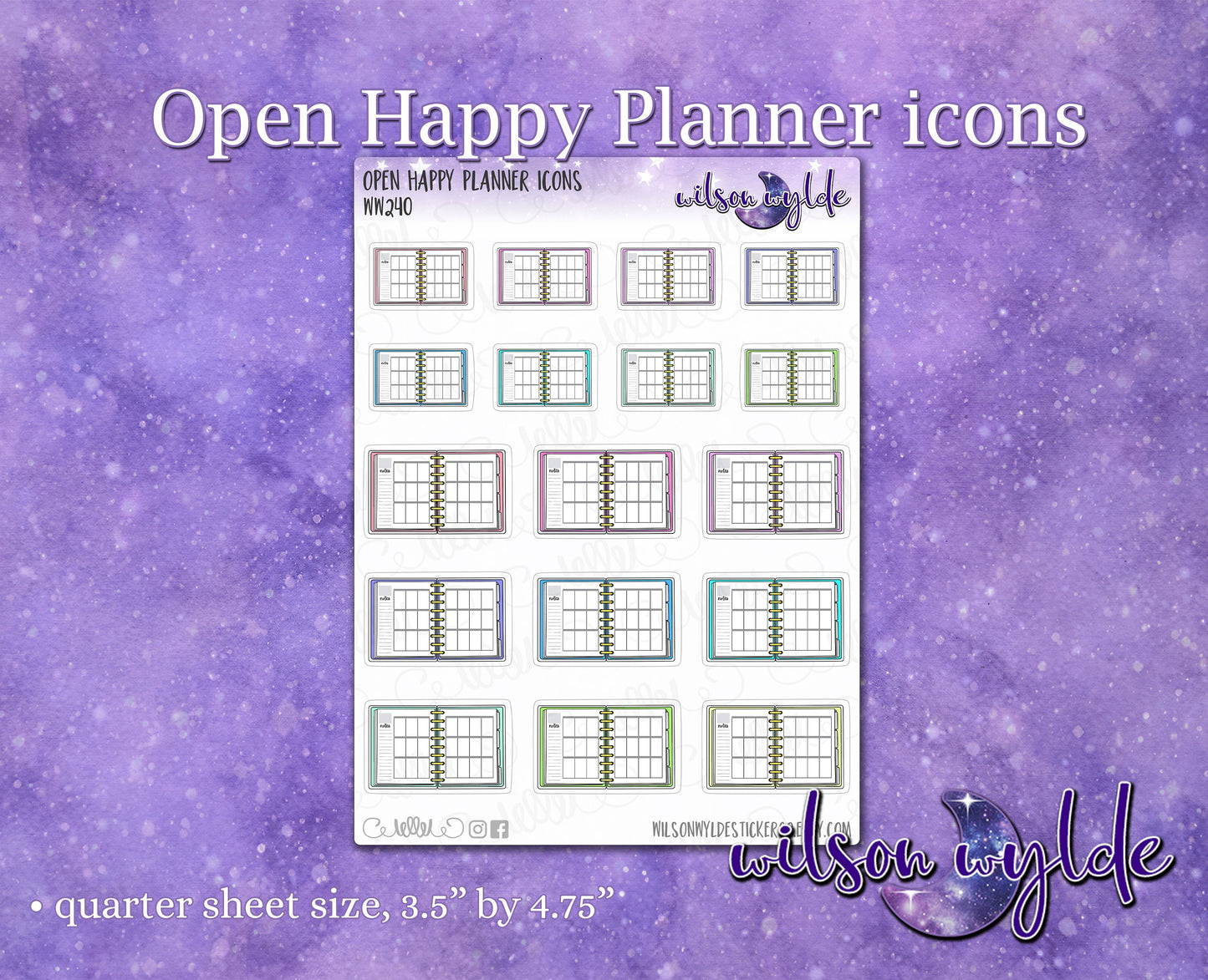 Open Happy Planner Icon planner stickers for Happy Planner, Hobonichi, Print Pression WW240
