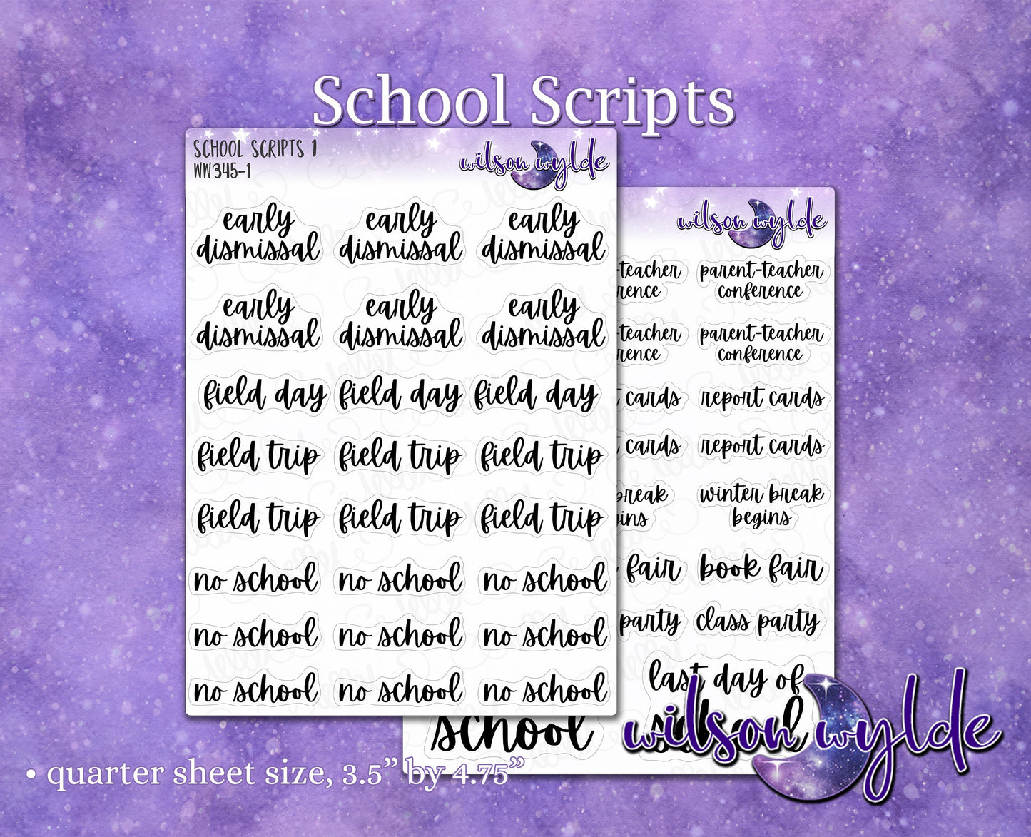 School Scripts planner stickers, WW345