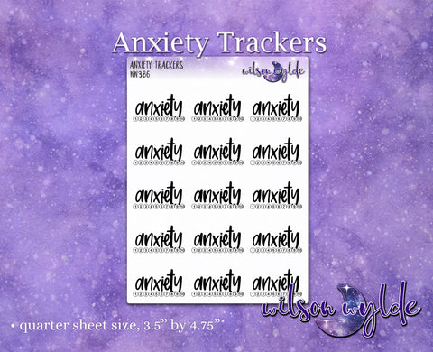 Anxiety Trackers planner stickers, WW386