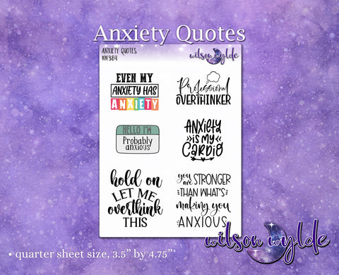 Anxiety Quotes planner stickers, WW384